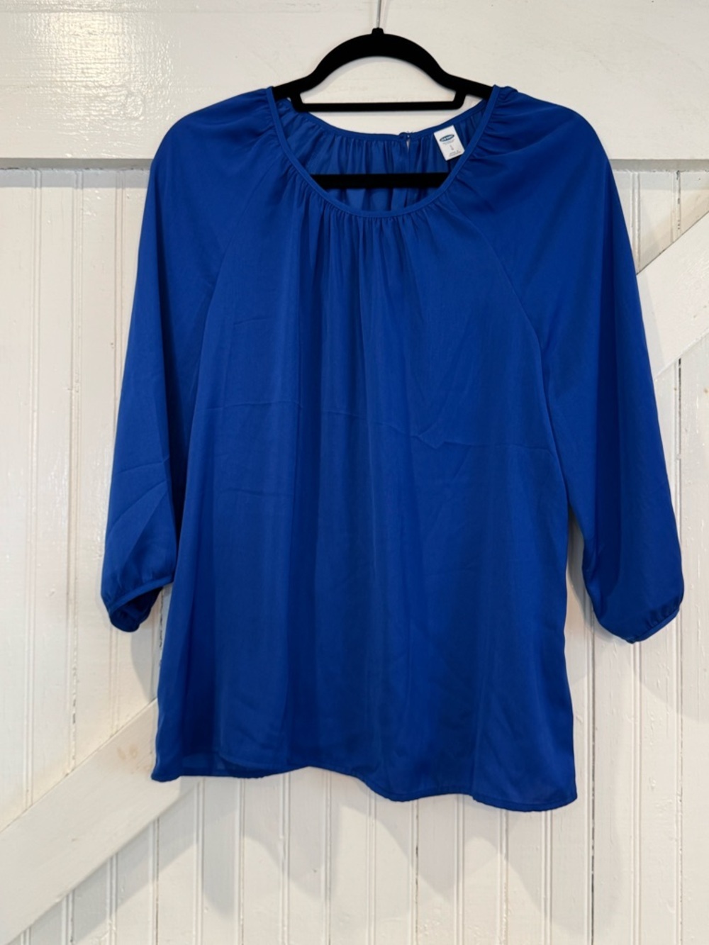 Old Navy Royal Blue Blouse Size Large Flowy 3/4 Sleeve Top - Picture 2 of 11